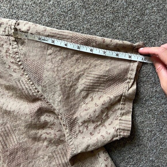 Tasso Elba Brown Tan Paisley Patchwork Short Sleeve Button Shirt Linen Blend XXL - Picture 5 of 10